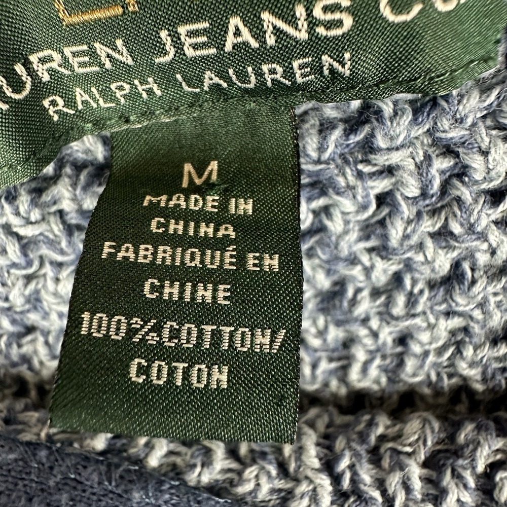 LRL LAUREN JEANS Co Ralph Lauren Blue White Scoop Neck Knit Sweater Size M - Picture 3 of 8